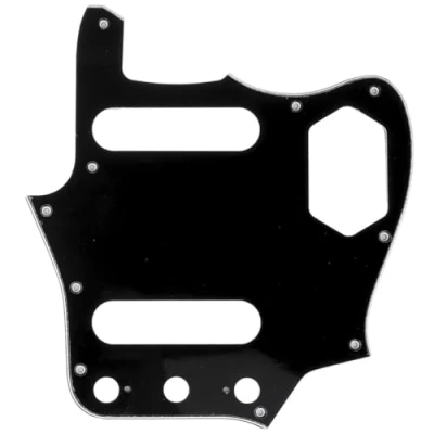 Abbildung von Musiclily Pro 10 Löcher Pickguard Gitarren Schlagbrett für MIJ Fender Japan Jaguar,3 lagig Schwarz