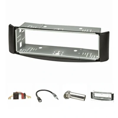 Abbildung von tomzz Audio 2451 005 Radioblende Set kompatibel mit Smart fortwo (450) Bj.1998 2007 schwarz Metallschacht Radioadapter ISO Raku2 Antennenadapter DIN