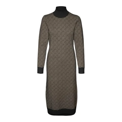 Abbildung von Vero Moda Vmaria ART HIGH NECK CALF Dress Etuikleid Black/silver mink, Damen, Größe: Medium, mink