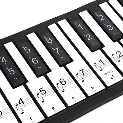 Abbildung von Dilwe Piano Noten Aufkleber für 88 Tasten Klavier Keyboard, Abnehmbarer Weiß und Schwarze Schlüssel Anfänger Lernen(Transparent)
