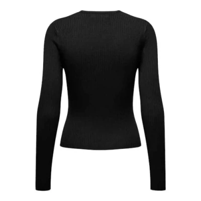 Abbildung von ONLY Ashley Peakaboo Oneck Langarmshirt, Damen, Größe: Medium, Black