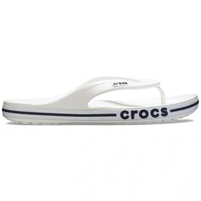 Abbildung von Crocs Unisex&#039;s Bayaband Flip Flop,White/Navy,46/47 EU