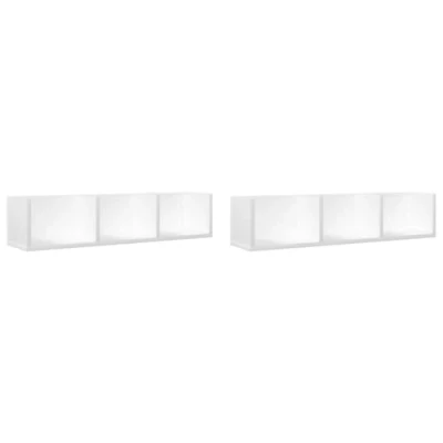 Abbildung von vidaXL Wandschrank 2 STK., Wandregal mit Stauraum, Hängeregal Bücherregal für Wohnzimmer, Schweberegal Regal TV Schrank, Weiß Holzwerkstoff