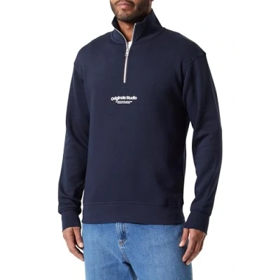 Abbildung von Jack &amp; Jones Jorvesterbro Quarter ZIP Sweatshirt, Herren, Größe: Small, Sky captain