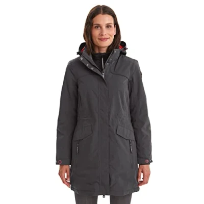 Abbildung von Killtec Damen Parka Grindavik WMN CT B Funktionsparka mit abzippbarer Kapuze Jacke ist wasserdicht, anthrazit, 42, 35782 000