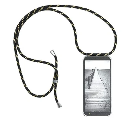 Abbildung von EAZY CASE Handykette kompatibel mit Samsung Galaxy J6 Handyhülle Umhängeband, Handykordel Schutzhülle, Silikonhülle, Hülle Band, Stylische Kette für Smartphone, Schwarz/Gold