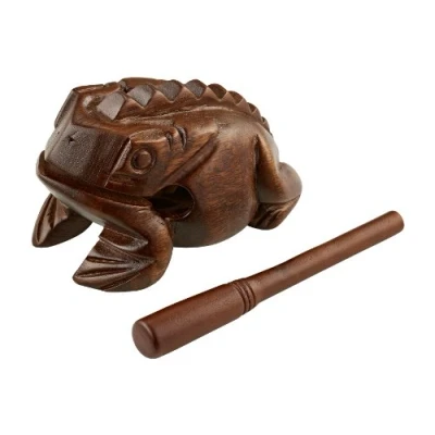 Abbildung von Meinl Percussion Wooden Frog Instrument Großes Güiro in Froschform Inklusive Holzstreicher Holz, Braun (FROG L)