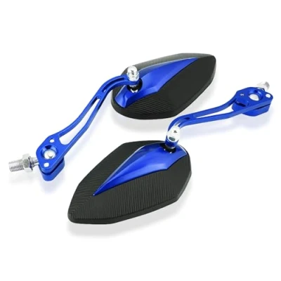 Abbildung von Keenso 1 Paar Universal Motorrad Rückspiegel verstellbarer Aluminium Lenker Rückansicht Seitenspiegel Roller(Blau)