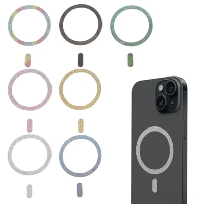 Abbildung von 7 Pcs Kompatibel mit MagSafe Ring Aufkleber, Magnet Aufkleber Ring, Magnetisches Drahtloses Ladegerät Universal, Enge Passform für alle Smartphone
