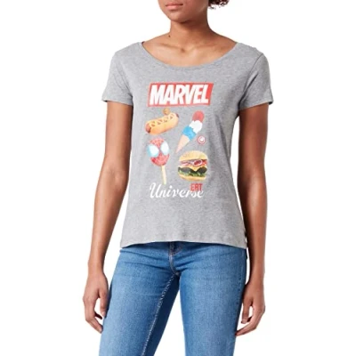 Abbildung von Marvel Damen Womarcots039 T Shirt, Grau meliert, XXL