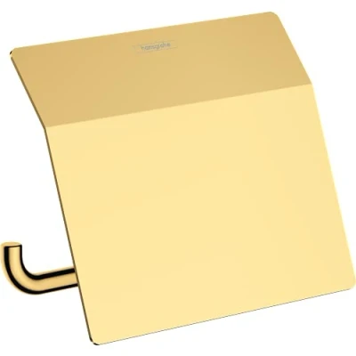 Abbildung von hansgrohe Toilettenpapierhalter AddStoris, Papierrollenhalter mit Abdeckung, Polished Gold Optic, 1 Rolle