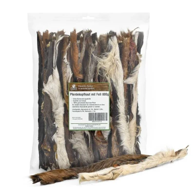 Abbildung von Pferdekopfhaut mit Fell Stangen 800g ca. 30 cm