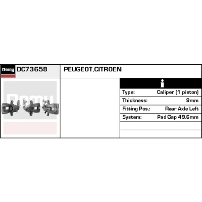 Abbildung von DELCO Remy DC73658 Bremssattel Aluguss Remanufactured PEUGEOT: 307 SW, CC, Schrägheck, CITROËN: C4 Coupe, I Schrägheck