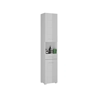 Abbildung von homes&amp;jones Venice Badezimmer, Hochschrank, Schrank, Holzwerkstoff, weiß Hochglanz, 37 x 190 31 cm