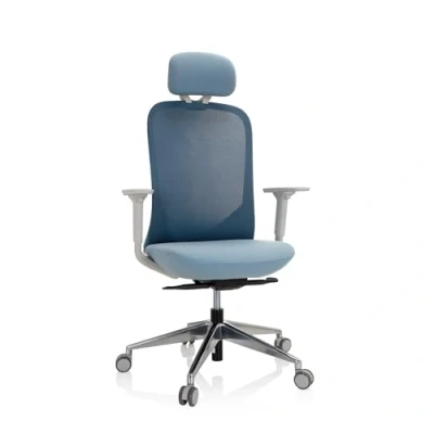 Abbildung von hjh OFFICE 740011 Bürostuhl ergonomisch AVEZA PRO Moderner Drehstuhl, Flexible Rückenlehne, Netzrücken, gepolstert, Stoff Blau