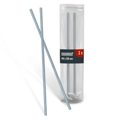 Abbildung von HELPMATE Gewindestange M8 x 330 mm aus Edelstahl A2 2 Stück Gewindestab mit metrischem Vollgewinde Gewindestift DIN 976 Silber