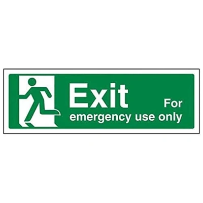 Abbildung von vsafety 21014 ax s Sicherer Zustand EXIT Schild, für Notfall Verwendung nur Man links, Landschaft, selbstklebendes Vinyl, 300 mm x 100 mm, grün