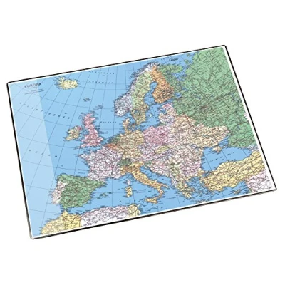 Abbildung von Läufer 45347 Landkarten Schreibtischunterlage Europa, rutschfeste Schreibunterlage mit Europakarte, 40x53 cm, transparenter Seitentasche, 53 x 40 cm
