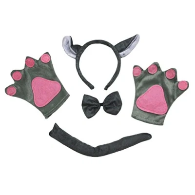Abbildung von Petitebelle Stirnband Bowtie Schwanz Handschuhe 4pc Kostüm Einheitsgröße Grauer Wolf