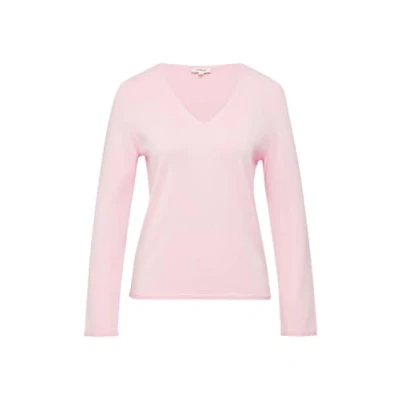 Abbildung von s.Oliver Feinstrickpullover mit V Ausschnitt und Rollkante am Saum zartrosa 40