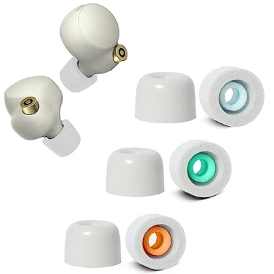 Abbildung von Memory Foam Ear Buds Ohrstöpsel für Sony WF 1000XM4 Ersatz AR Piece Tips 1000XM5 Fit Charging Case Größe S/M/L Grau(3 Paare)