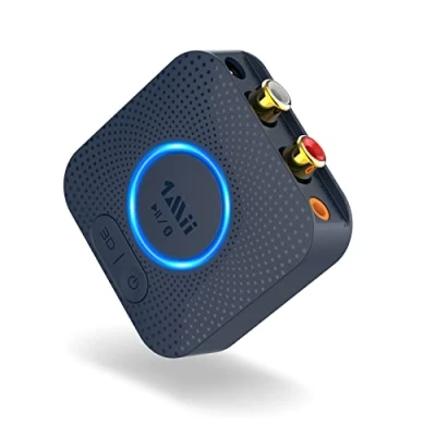 Abbildung von 1Mii B06HD Bluetooth 5.1 Empfänger, aptX HD Low Latency HiFi Wireless Audio Adapter mit 3D Surround, 3,5 mm &amp; Cinch Eingang, Receiver für Lautsprecher Stereoanlage, 15 Hrs Spielzeit