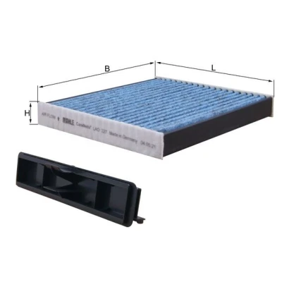 Abbildung von MAHLE ORIGINAL LAO 227 Innenraumfilter Aktivkohlefilter, mit antiallergischer Wirkung, antibakterieller Wirkung 244,0 237 47,0 CareMetix
