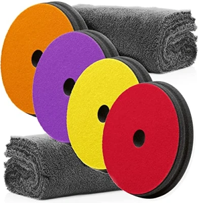 Abbildung von detailmate KochChemie Politur Pad Set: One Cut + Micro Fine Heavy (150 x 23mm) 2 Mikrofasertücher, 550GSM