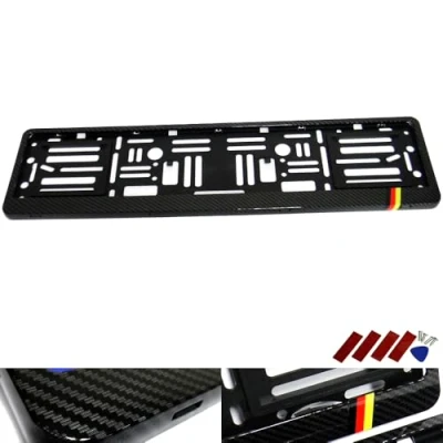 Abbildung von RZG 1x Schwarze hydrographische Kohlefaser D EU Kennzeichenhalter Surround Rahmen Deutsches Auto Deutschland DE