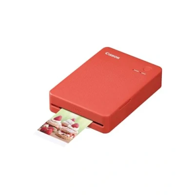 Abbildung von Canon SELPHY QX20 mobiler Fotodrucker per WLAN direkt vom Smartphone drucken. Thermosublimationsdruck, 2 Größen Stickerpapier und Laden USB C Terrakotta