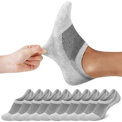 Abbildung von FALARY Sneaker Socken Damen Füßlinge Herren 43 46 Kurze Füsslinge Grau 10 Paar Unsichtbar No Show socks Sneakersocken