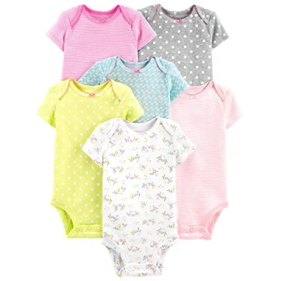 Abbildung von Simple Joys by Carter&#039;s Baby Mädchen 6 Pack Short Sleeve Bodysuit Body, Mehrfarbig/Enten/Floral/Streifen/Tupfen, Frühchen (6er Pack)