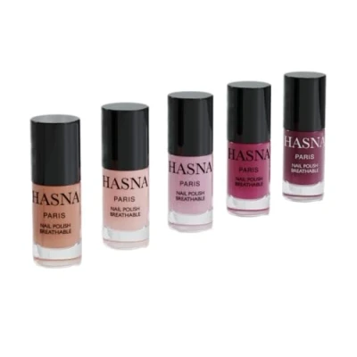 Abbildung von Hasna Paris Halal Nagellack Kollektion Öko Verantwortung Glanz und langer Halt einfach aufzutragen 5 x 6 ml (PINK)