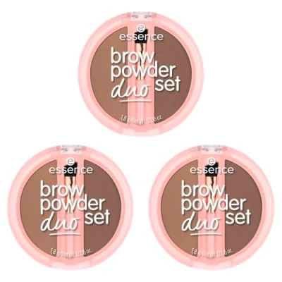 Abbildung von essence brow powder duo set, Augenbrauen Puder, Nr. 01, Braun, definierend, natürlich, vegan, ohne Mikroplastikpartikel, Nanopartikel frei, Parfüm, 3er Pack (3x1.8g)