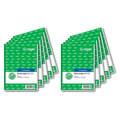 Abbildung von SIGEL RE625/10 Rechnungen A6, 2x50 Blatt, 10er Pack