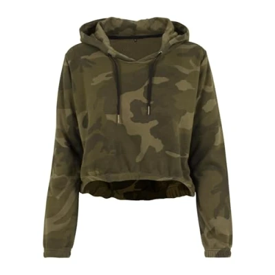 Abbildung von Build Your Brand Damen BY065 Ladies Cropped Hoody Hoodie, Olive camo, XL