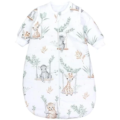 Abbildung von TupTam Baby Ganzjahresschlafsack Rund OEKO TEX zertifizierte Materialien mit abnehmbaren Ärmeln 2.5 TOG unisex, Farbe: Safari auf der Schaukel, Größe: 68 74