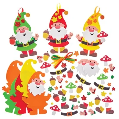 Abbildung von Baker Ross FX560 Herbst Gnomen Mix&amp;Match Dekorationssets Packung mit 8, Herbstdekorationen für Kinder