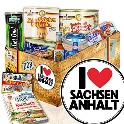 Abbildung von I Love Sachsen DDR Ostpaket Anhalt Ostprodukte Geschenkset