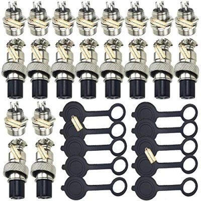 Abbildung von Aviation Connector 3 polig, Ltsstoreuk 20Pcs GX12 3P 12MM Außengewinde Buchse Metallplatte Stecker 5A Circular Chassis Mount Sockel mit 10Pcs Caps