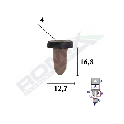 Abbildung von ROMIX C70601 Clip, Zier /Schutzleiste AUDI: A4 B6/B7 Cabrio, A6 C6 Avant, B7 SKODA: Superb I Limousine, Octavia 2 Combi