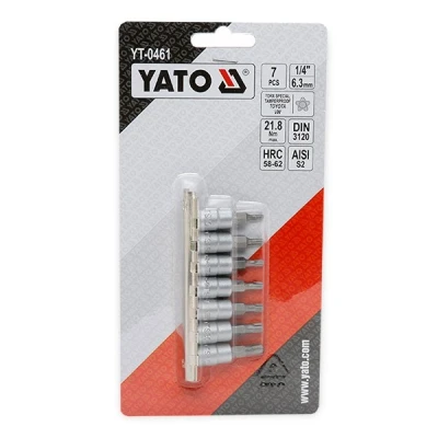 Abbildung von YATO YT 0461 Steckschlüsseleinsatz Set 7 Chrom Vanadium Stahl 1/4