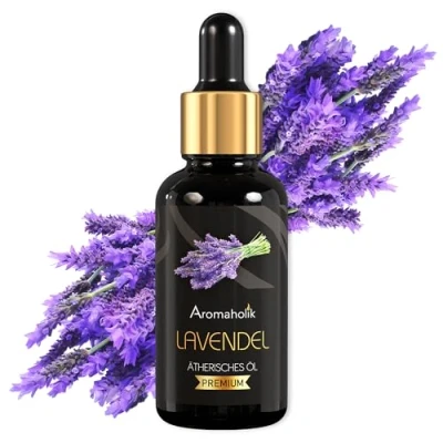 Abbildung von Aromaholik Lavendelöl BIO 100% naturrein Ätherische Öle für Diffuser &amp; Aroma Zertifiziertes ätherisches Öl aus Indien Lavender Essential Oils 30ml Sauna Massage