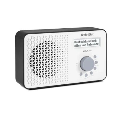 Abbildung von TechniSat Viola 200 tragbares DAB+/UKW Radio (mit LCD Display, Teleskopantenne, Favoritenspeicher, Kopfhöreranschluss, Netz &amp; Batteriebetrieb, Mono Lautsprecher, RDS, PLL) Weiß/Schwarz