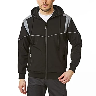 Abbildung von Lee Cooper LCJKT458 Männer Arbeitskleidung Softshell Kapuzenjacke, schwarz, groß