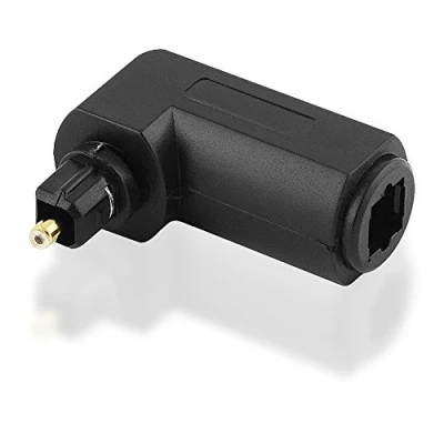Abbildung von BestPlug Optischer Audio Adapter, Opto Toslink Stecker männlich 90 abgewinkelt auf Buchse Kupplung weiblich, geeignet für 2.1 5.1 und 7.1 Dolby Surround, Schwarz