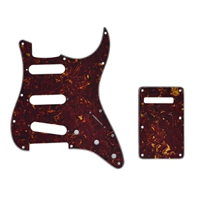 Abbildung von KAISH 11 Loch ST/Strat Style Pickguard SSS Pick Guard mit ST Rückplatte Tremolo Trem Cover für USA/Mexico Stratocaster/Strat Vintage Tortoise