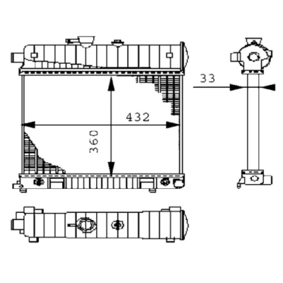 Abbildung von MAHLE ORIGINAL CR 2207 000S Kühler, Motorkühlung für Fahrzeuge ohne Klimaanlage 360 418 34 Kühlrippen gelötet MERCEDES BENZ: C Klasse Limousine