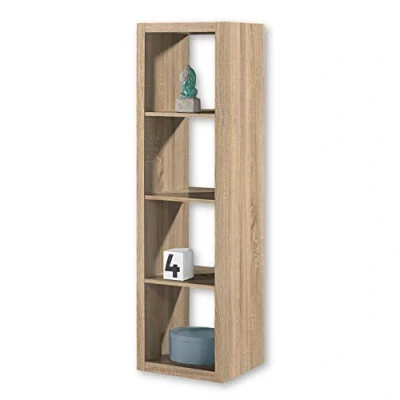 Abbildung von STYLE Modernes Würfelregal Eiche Sonoma Optik, ideal für Faltboxen Praktisches Raumteiler Regal mit offenen Fächern 41 x 147 38 cm (B/H/T)