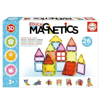Abbildung von Educa Magnetic Magnetische Bausteine Kinder 61 teiliges 3D Baukasten Set STEM Spielzeug Einfach zu Verwenden &amp; Sicher ab 3 Jahren (20024)
